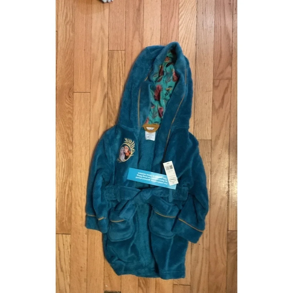 Disney Frozen Girls Robe Size 3 Cozy Hooded Robe Anna Elsa New‎ T55-27